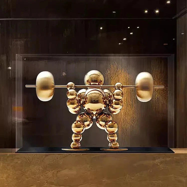 Abstract Weightlifter Stainless Steel Sculptures