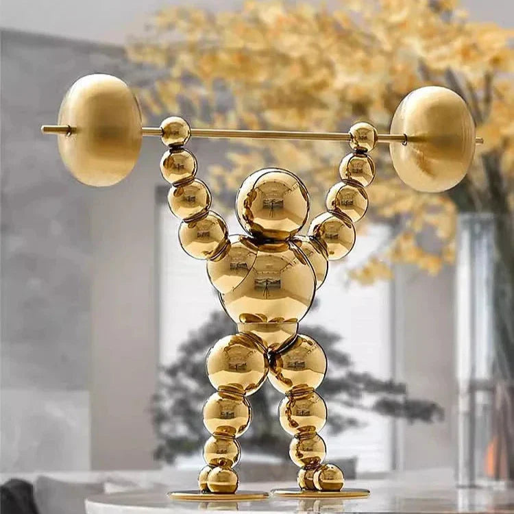 Abstract Weightlifter Stainless Steel Sculptures