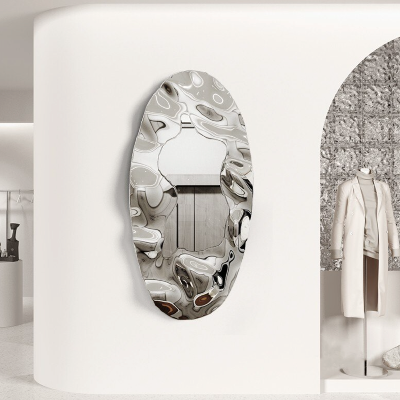 Stainless Steel Oval Mirror