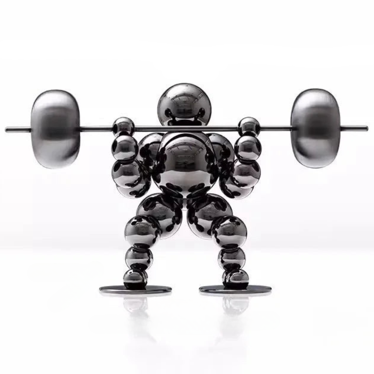 Abstract Weightlifter Stainless Steel Sculptures