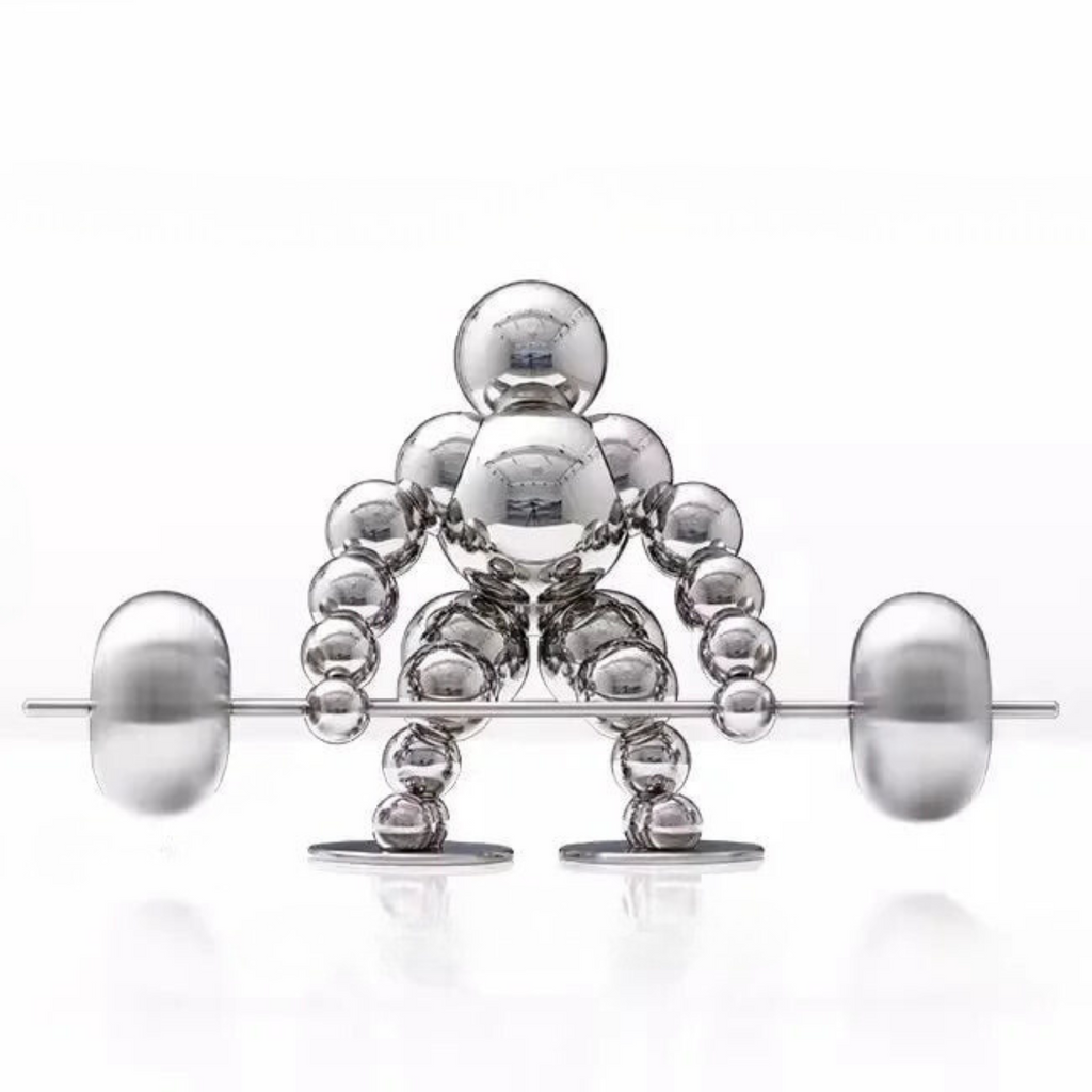 Abstract Weightlifter Stainless Steel Sculptures