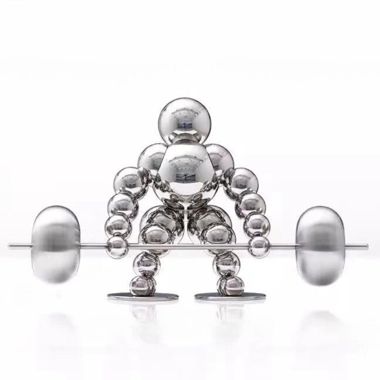Abstract Weightlifter Stainless Steel Sculptures