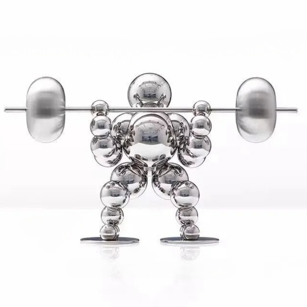 Abstract Weightlifter Stainless Steel Sculptures