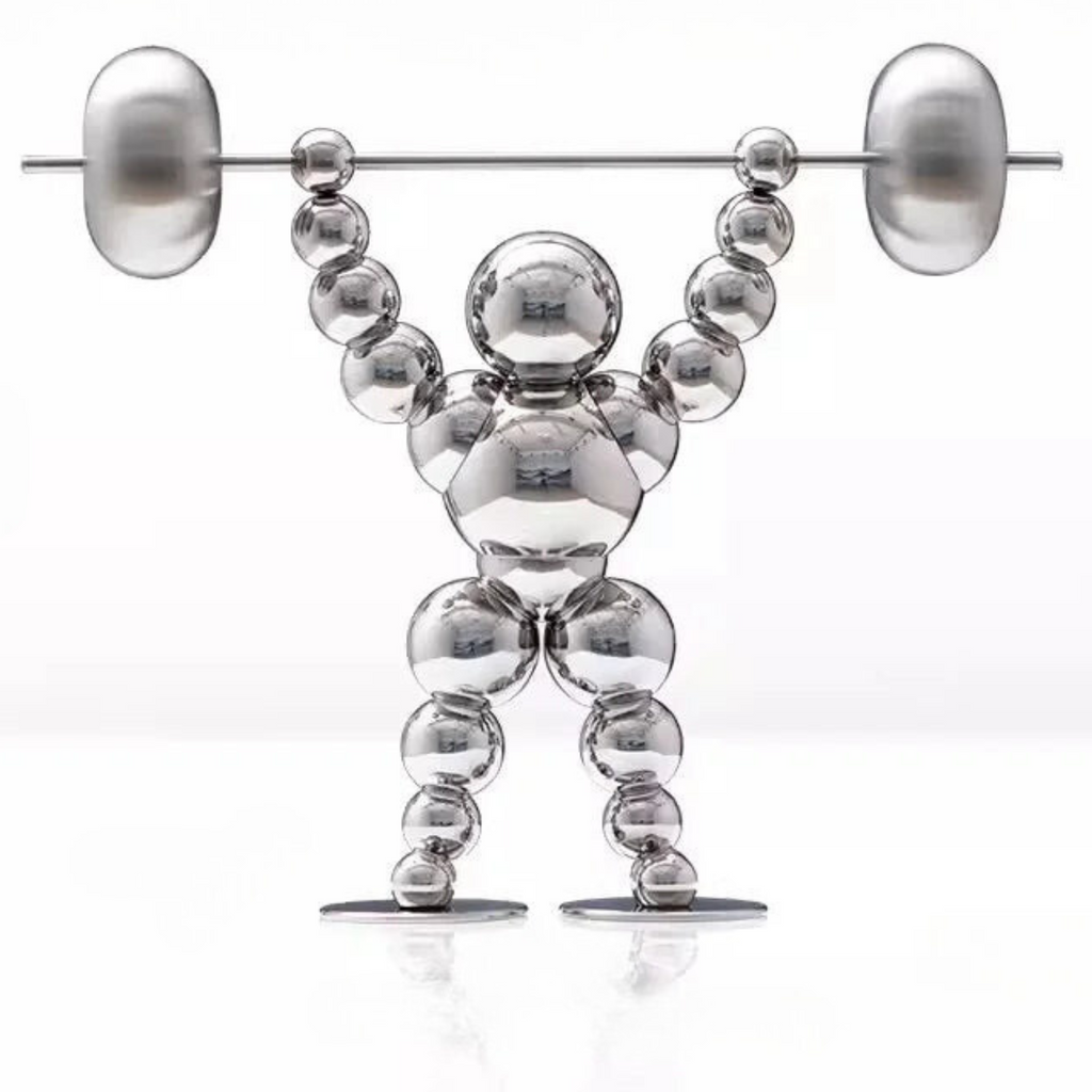 Abstract Weightlifter Stainless Steel Sculptures