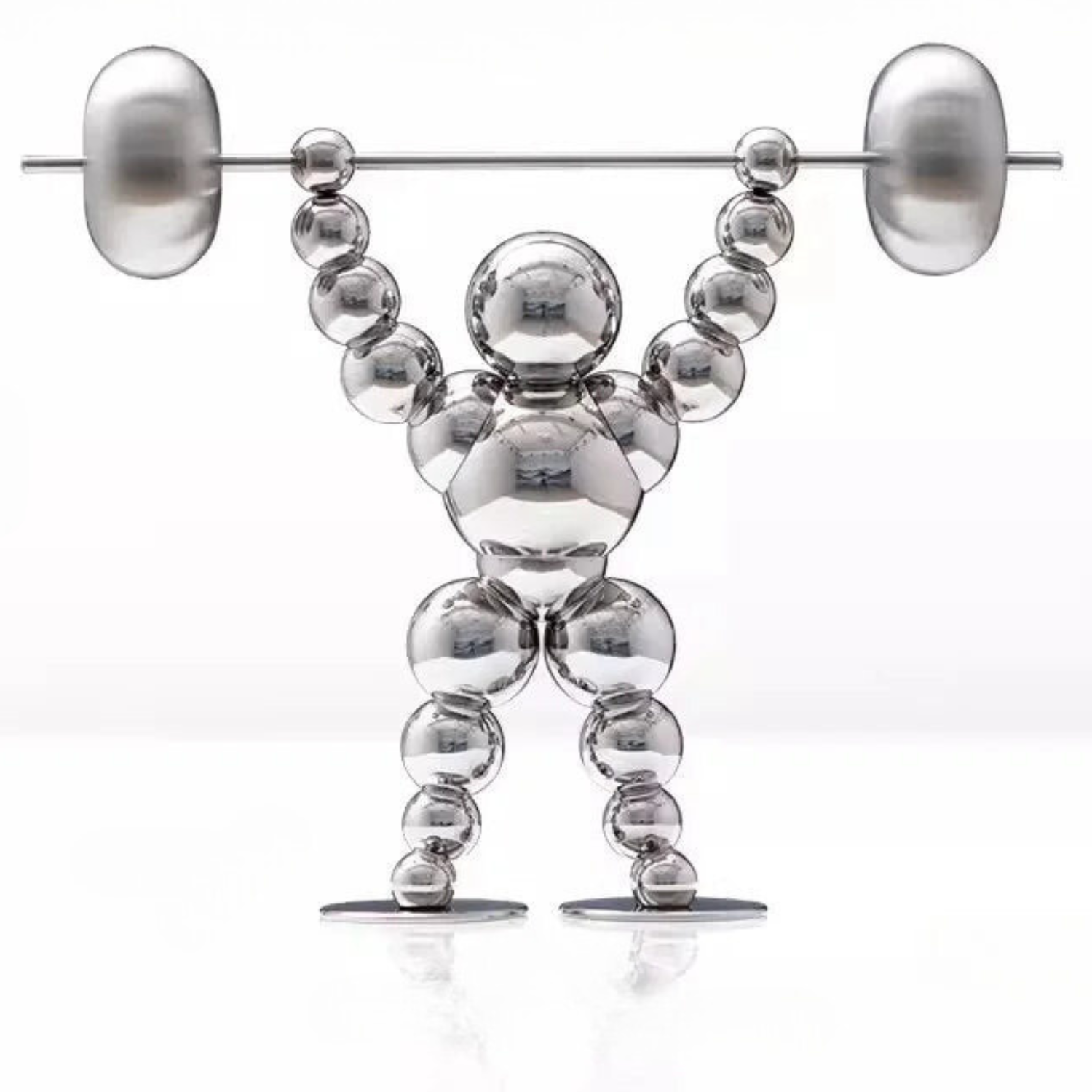 Abstract Weightlifter Stainless Steel Sculptures