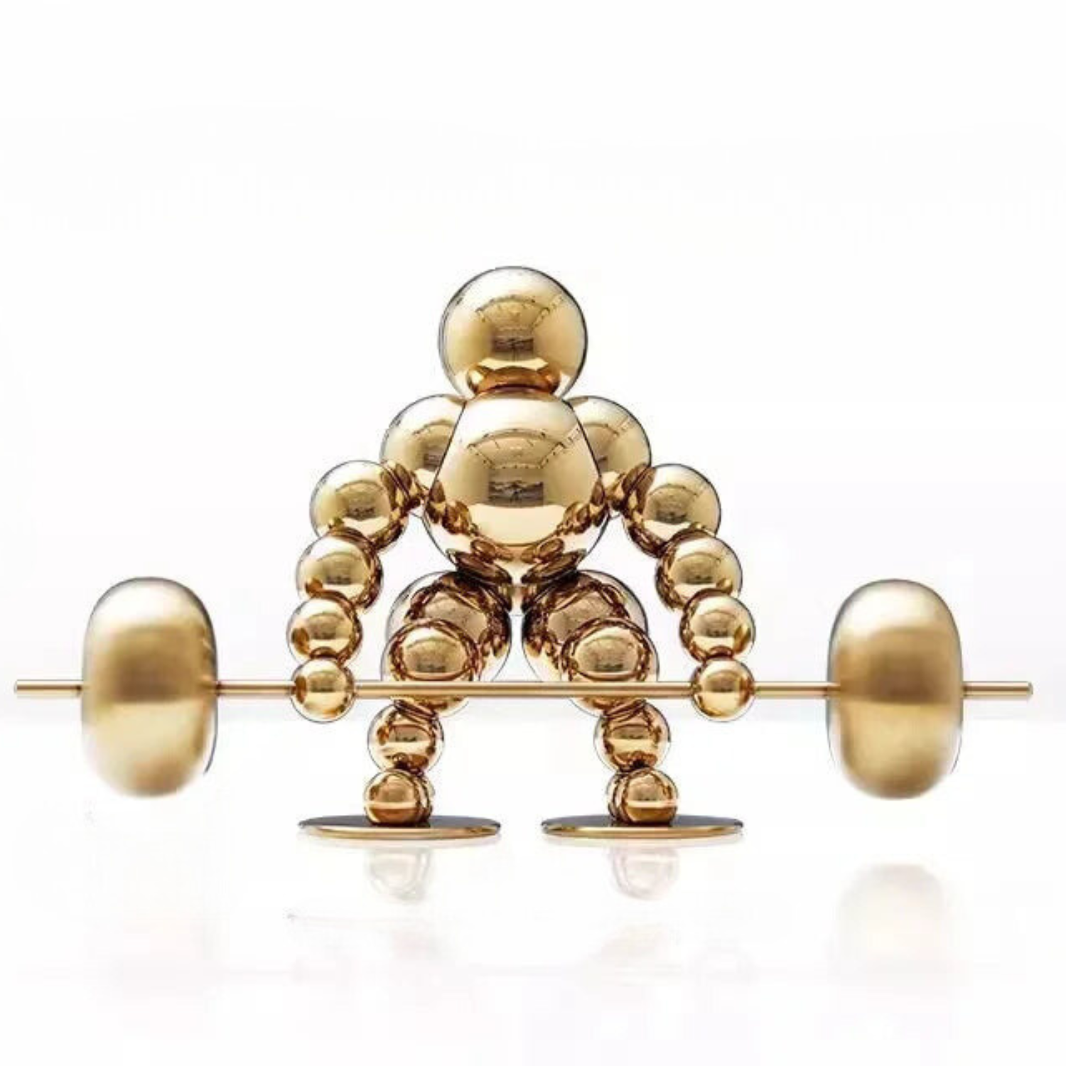 Abstract Weightlifter Stainless Steel Sculptures