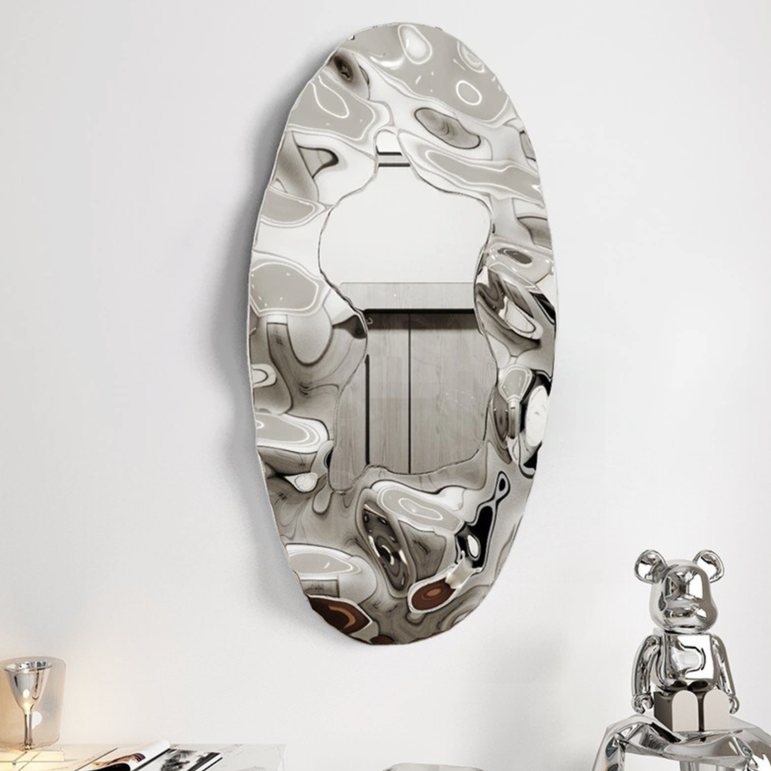 Stainless Steel Oval Mirror