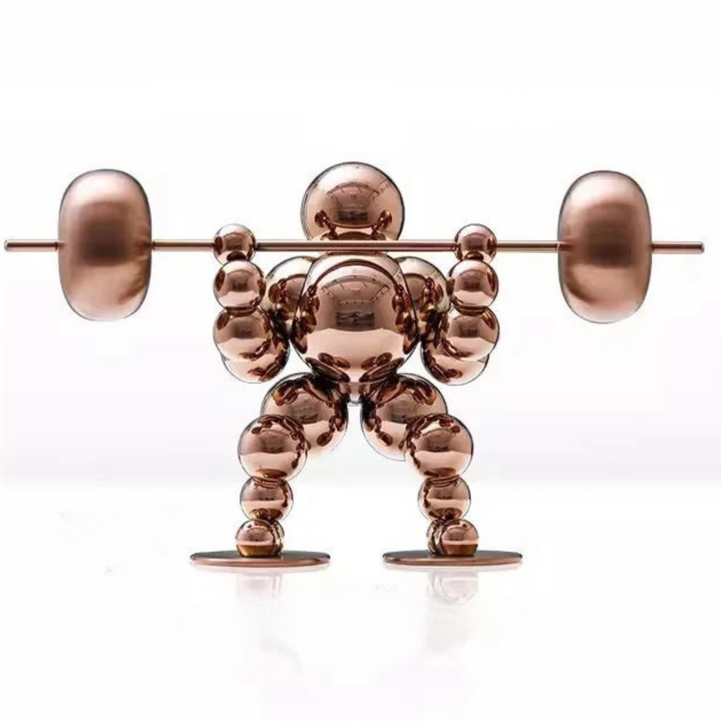 Abstract Weightlifter Stainless Steel Sculptures
