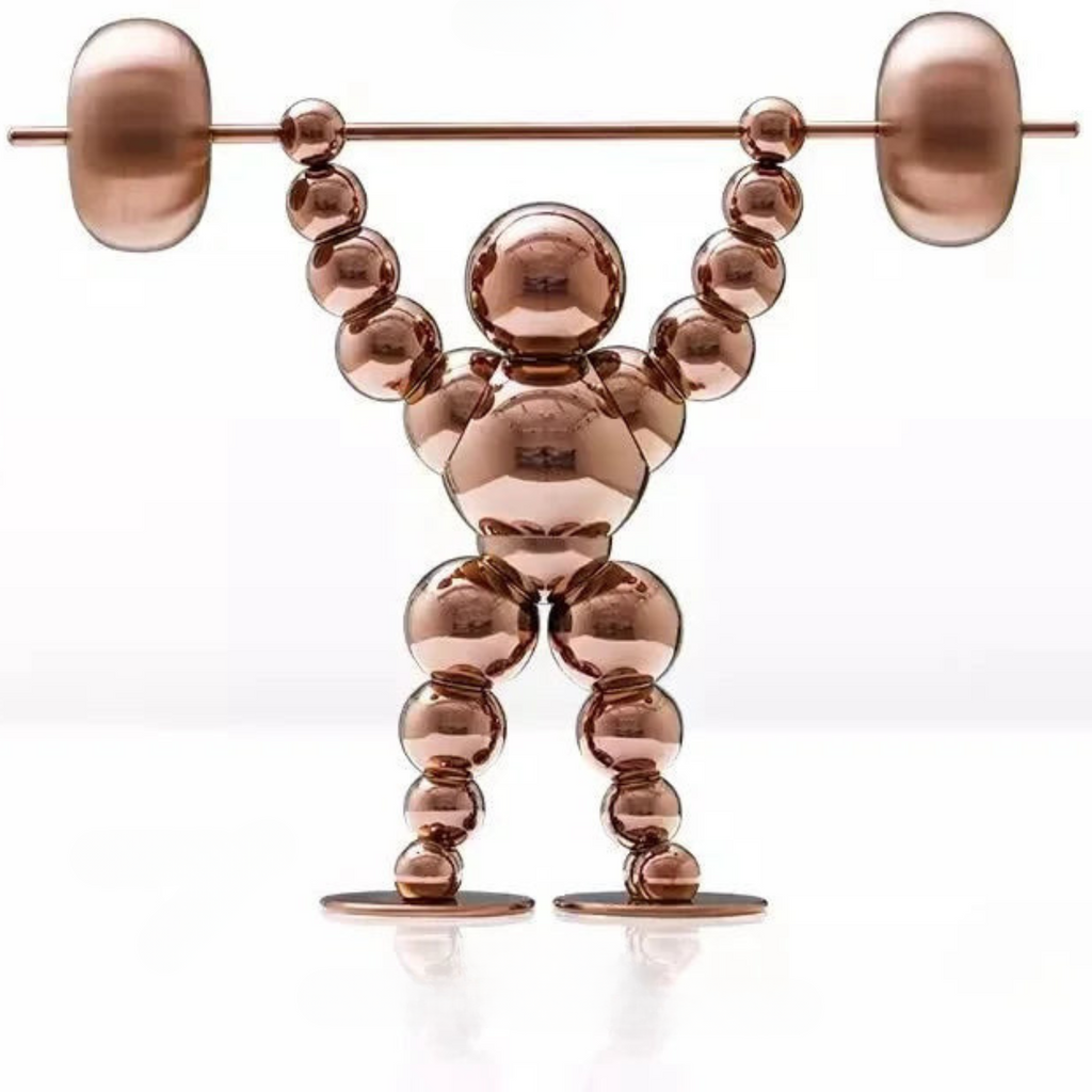 Abstract Weightlifter Stainless Steel Sculptures