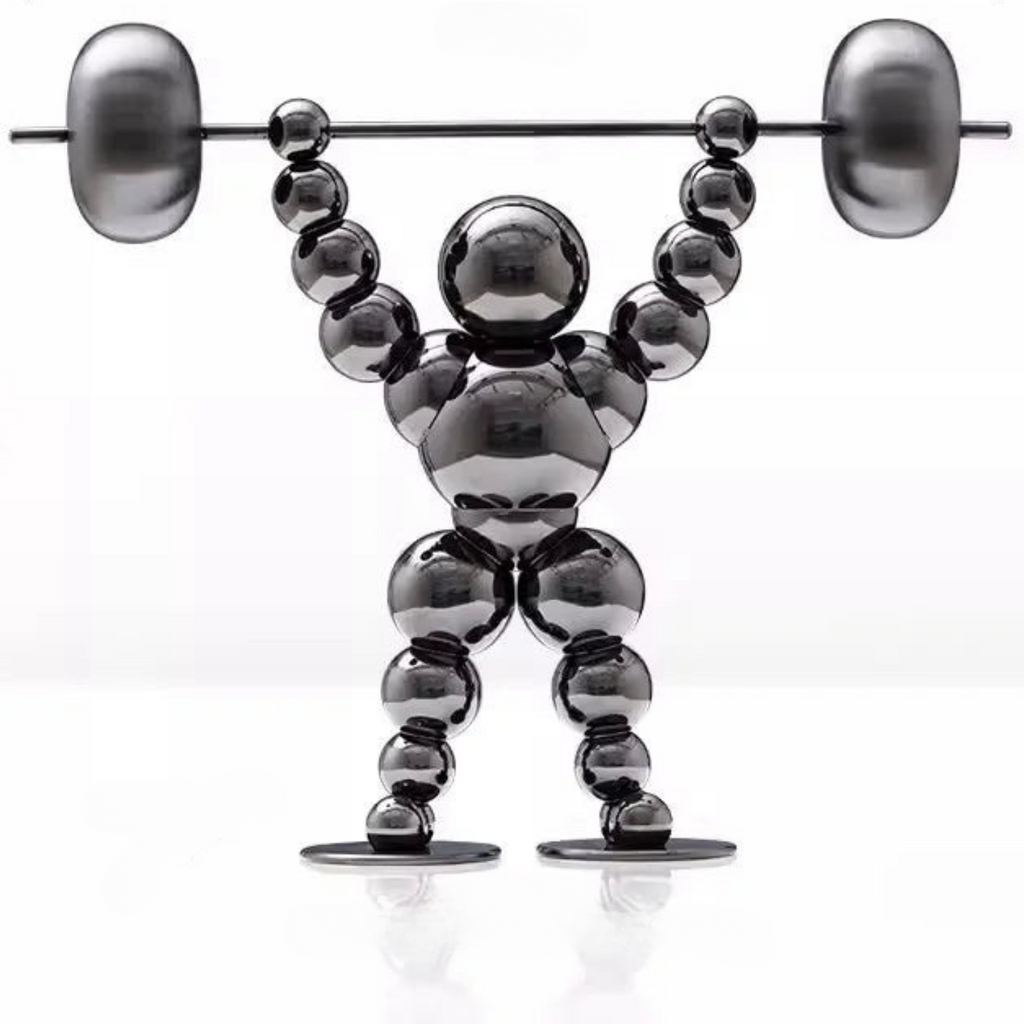 Abstract Weightlifter Stainless Steel Sculptures
