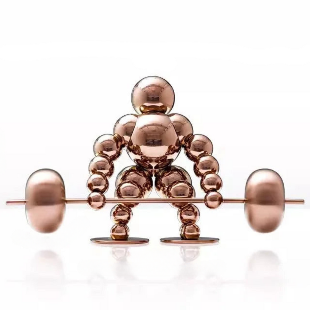 Abstract Weightlifter Stainless Steel Sculptures